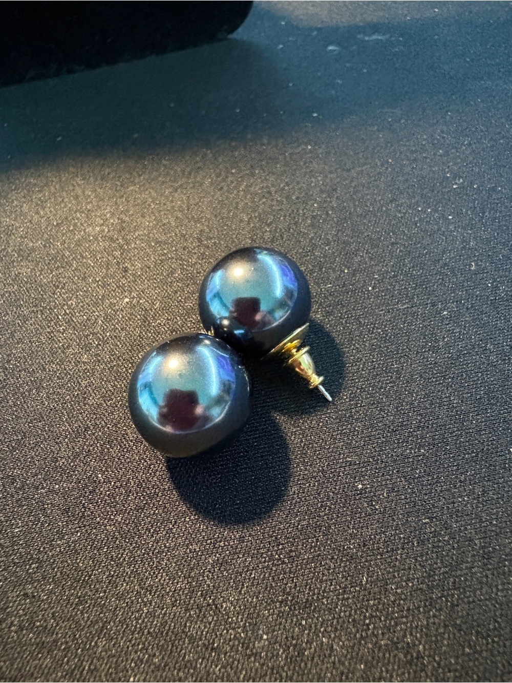 Blue Ball Stud Earrings - Picture 2 of 2